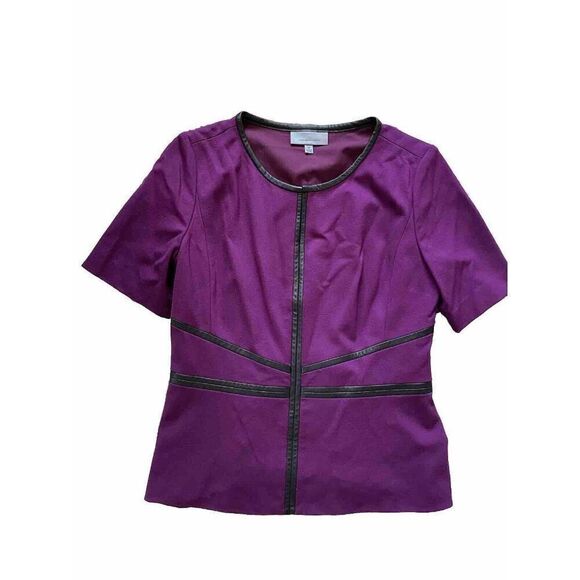 Classiques Entier Blouse Top Purple Leather Trim Medium Mod Plum - Picture 1 of 9